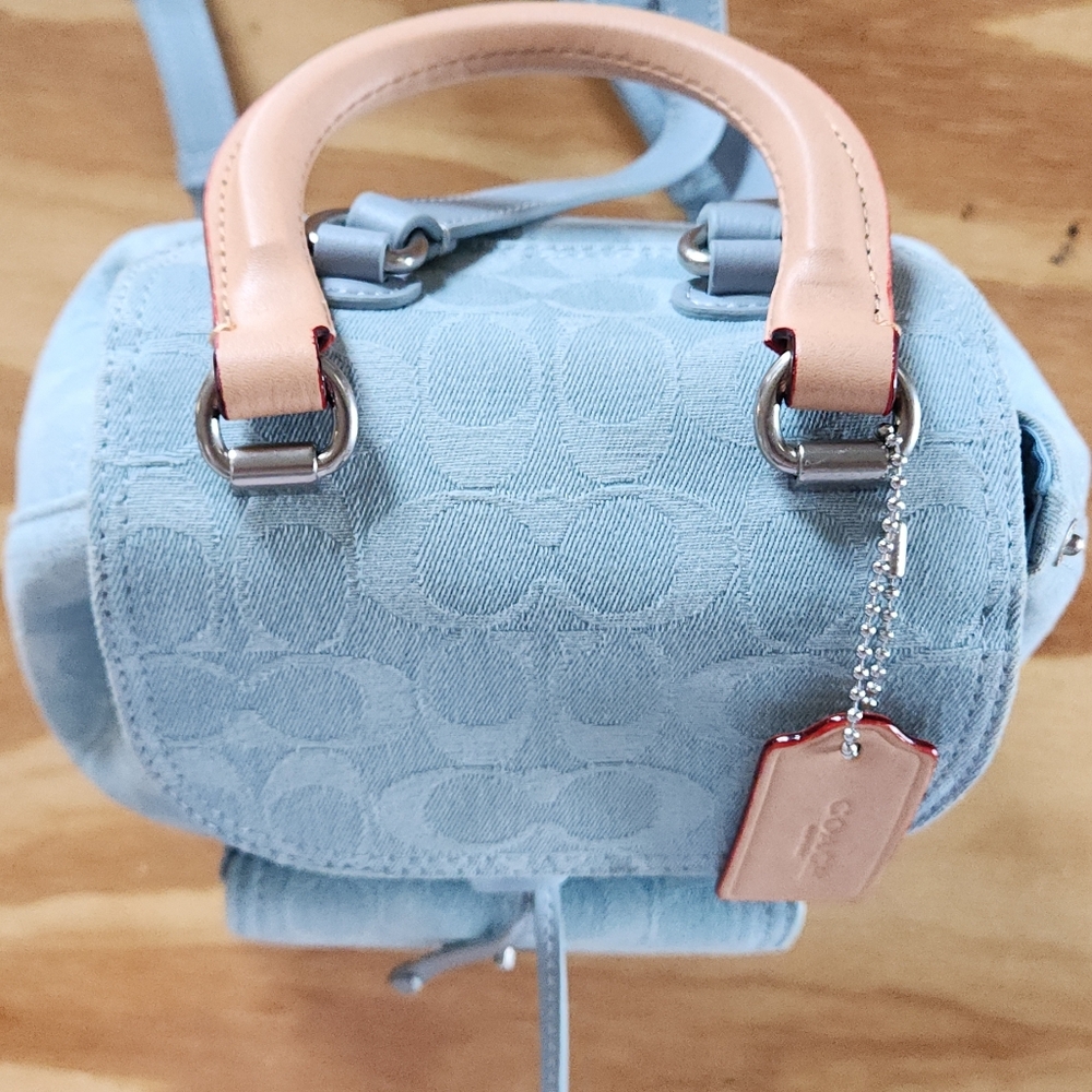 Coach Riya 21 Washed Denim Backpack - Picture 9 of 15